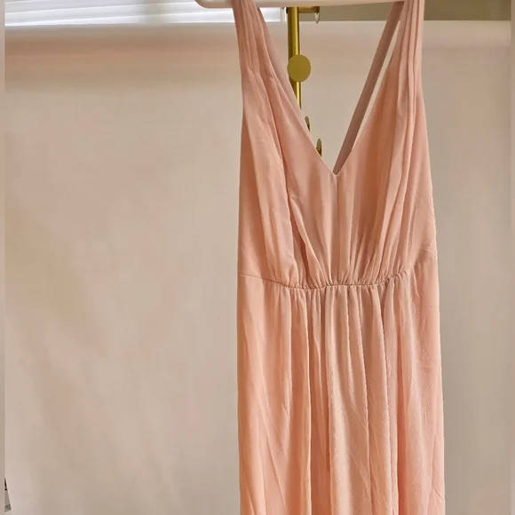 Vera Wang White Davids Bridal 20 Long Blush Dusty Rose Chiffon Dress Cross Back - Picture 2 of 15